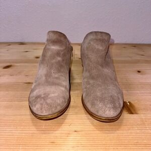 Lucky Brand Brixlee Suede Ankle Booties Beige‎ Tan Western Boho 9.5M